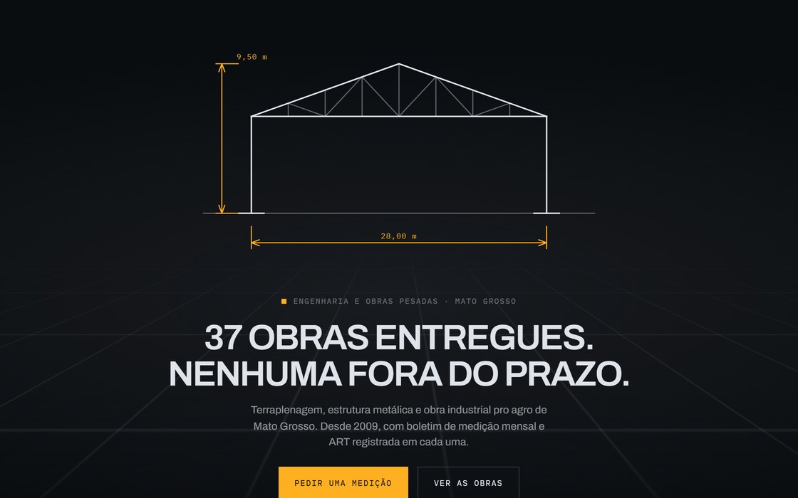 Template de site para construtora e engenharia de obras pesadas